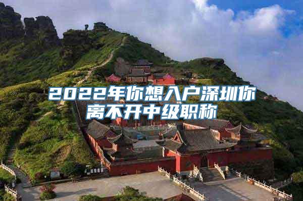 2022年你想入户深圳你离不开中级职称