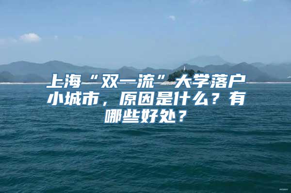 上海“双一流”大学落户小城市，原因是什么？有哪些好处？