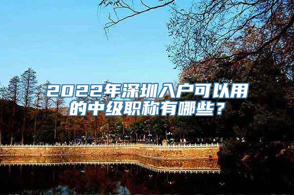 2022年深圳入户可以用的中级职称有哪些？