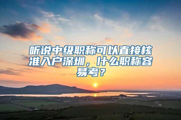 听说中级职称可以直接核准入户深圳，什么职称容易考？