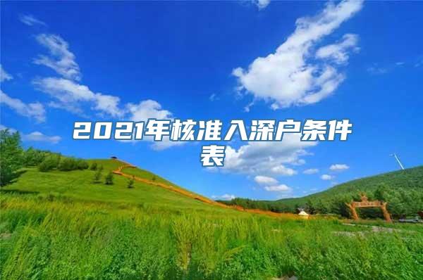 2021年核准入深户条件表