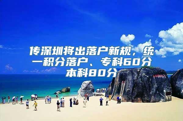 传深圳将出落户新规，统一积分落户、专科60分本科80分