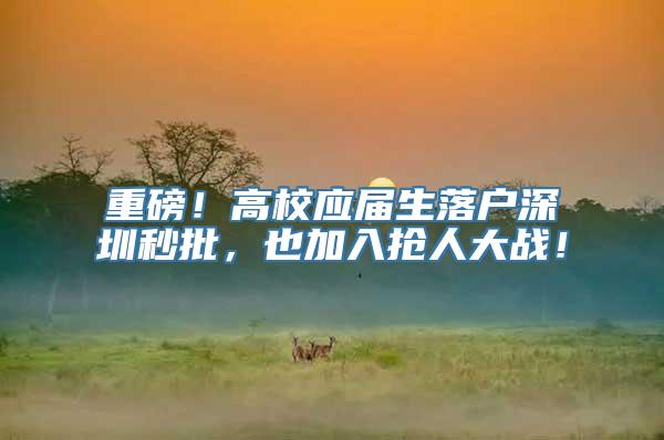 重磅！高校应届生落户深圳秒批，也加入抢人大战！