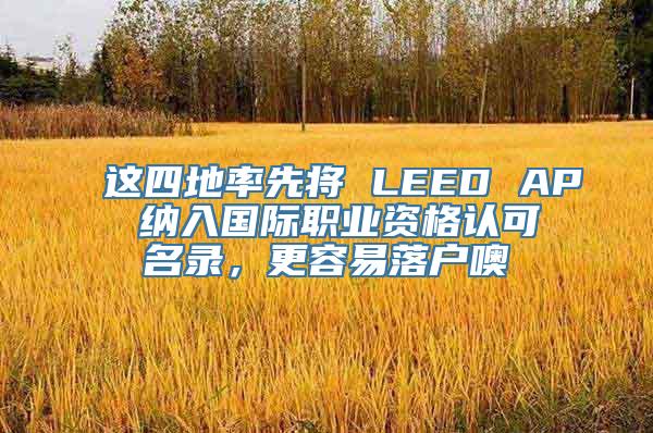 这四地率先将 LEED AP 纳入国际职业资格认可名录，更容易落户噢