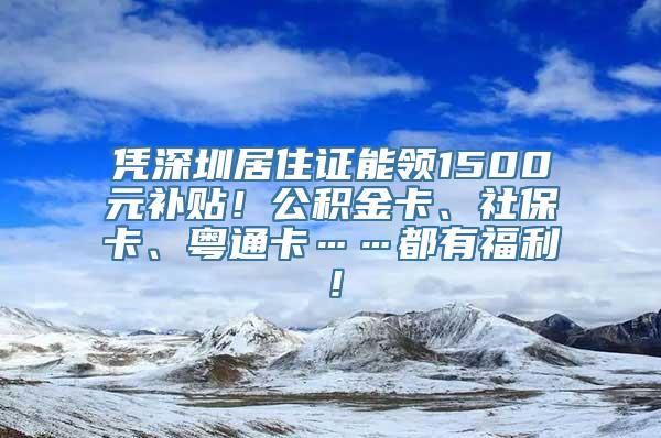 凭深圳居住证能领1500元补贴！公积金卡、社保卡、粤通卡……都有福利！