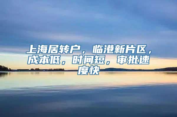 上海居转户，临港新片区，成本低，时间短，审批速度快