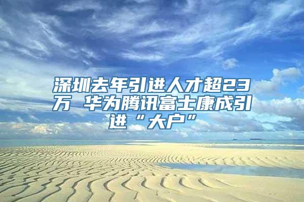 深圳去年引进人才超23万 华为腾讯富士康成引进“大户”