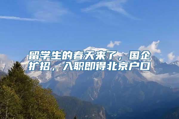 留学生的春天来了，国企扩招，入职即得北京户口