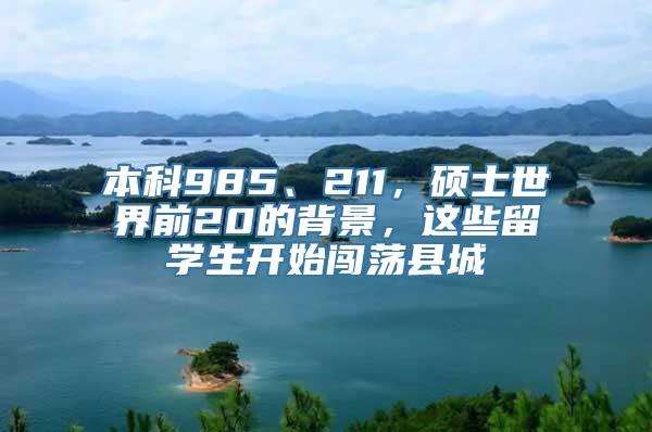 本科985、211，硕士世界前20的背景，这些留学生开始闯荡县城
