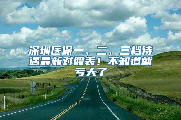 深圳医保一、二、三档待遇最新对照表！不知道就亏大了