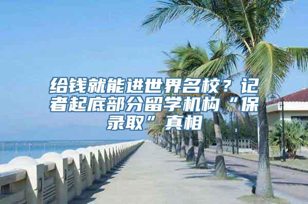 给钱就能进世界名校？记者起底部分留学机构“保录取”真相