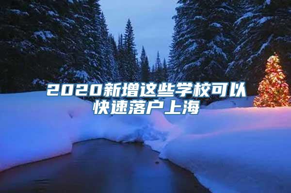 2020新增这些学校可以快速落户上海