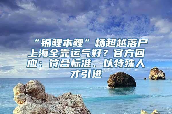 “锦鲤本鲤”杨超越落户上海全靠运气好？官方回应：符合标准，以特殊人才引进