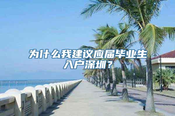 为什么我建议应届毕业生入户深圳？