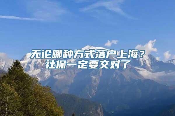 无论哪种方式落户上海？社保一定要交对了