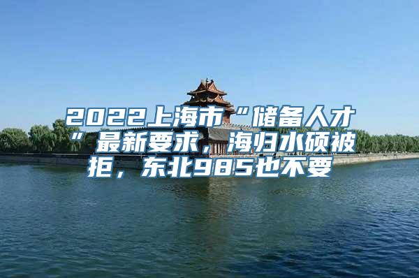 2022上海市“储备人才”最新要求，海归水硕被拒，东北985也不要