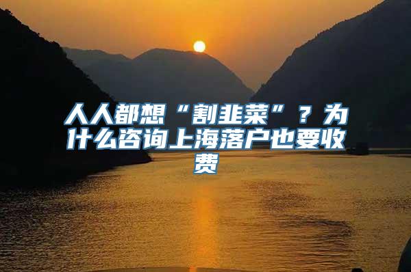 人人都想“割韭菜”？为什么咨询上海落户也要收费