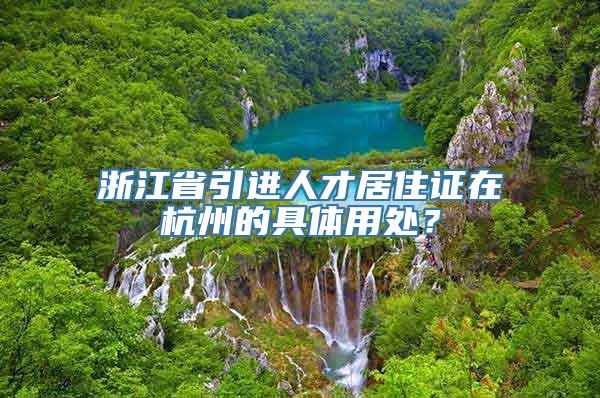 浙江省引进人才居住证在杭州的具体用处？