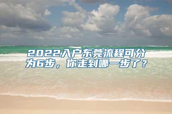 2022入户东莞流程可分为6步，你走到哪一步了？