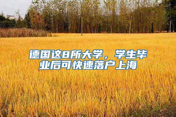 德国这8所大学，学生毕业后可快速落户上海