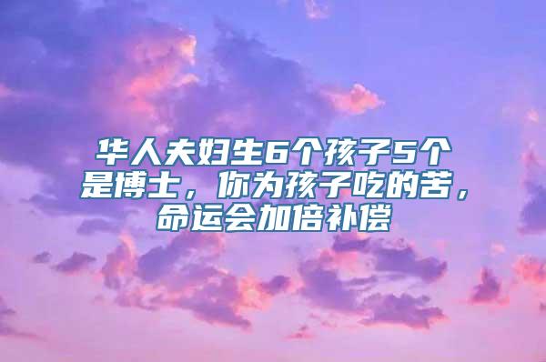 华人夫妇生6个孩子5个是博士，你为孩子吃的苦，命运会加倍补偿