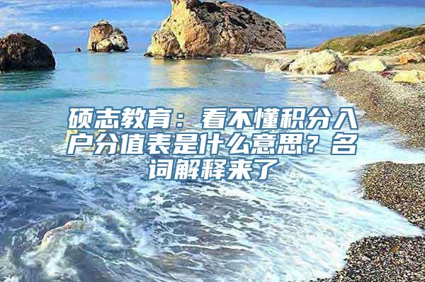 硕志教育：看不懂积分入户分值表是什么意思？名词解释来了