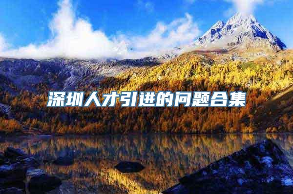 深圳人才引进的问题合集