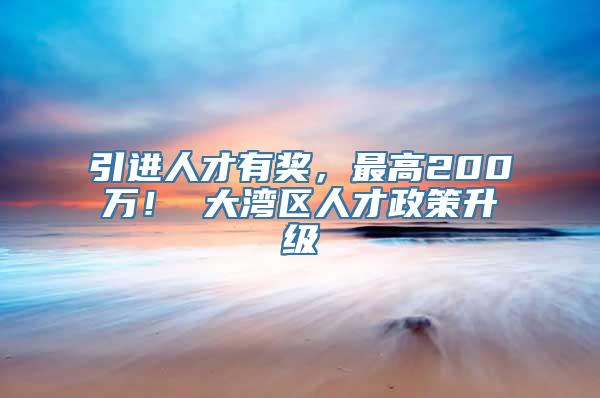 引进人才有奖，最高200万！ 大湾区人才政策升级