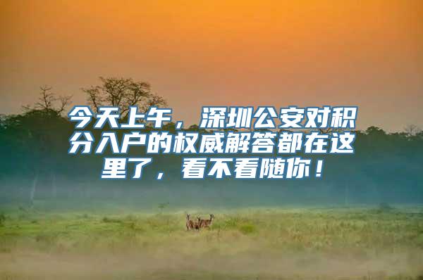 今天上午，深圳公安对积分入户的权威解答都在这里了，看不看随你！