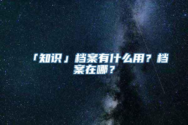 「知识」档案有什么用？档案在哪？