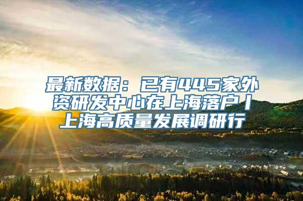 最新数据：已有445家外资研发中心在上海落户丨上海高质量发展调研行