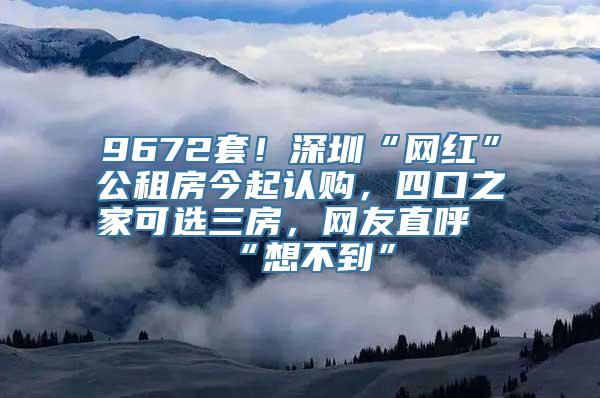 9672套！深圳“网红”公租房今起认购，四口之家可选三房，网友直呼“想不到”