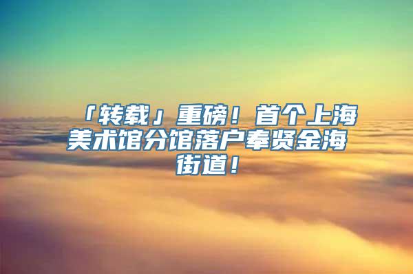 「转载」重磅！首个上海美术馆分馆落户奉贤金海街道！