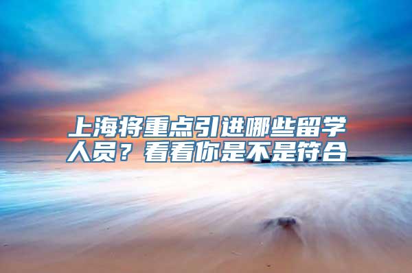 上海将重点引进哪些留学人员？看看你是不是符合→