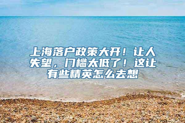 上海落户政策大开！让人失望，门槛太低了！这让有些精英怎么去想