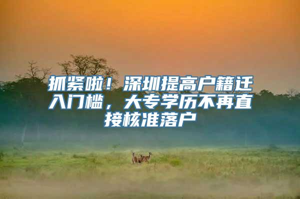 抓紧啦！深圳提高户籍迁入门槛，大专学历不再直接核准落户