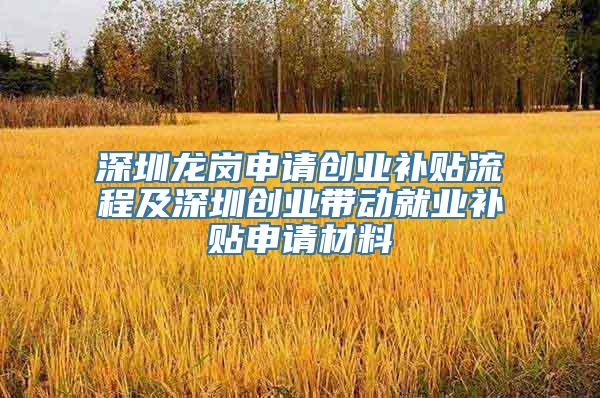 深圳龙岗申请创业补贴流程及深圳创业带动就业补贴申请材料