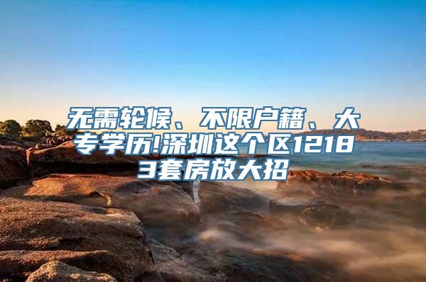 无需轮候、不限户籍、大专学历!深圳这个区12183套房放大招