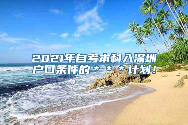 2021年自考本科入深圳户口条件的＊＊＊计划！