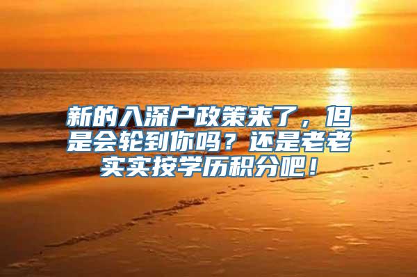 新的入深户政策来了，但是会轮到你吗？还是老老实实按学历积分吧！