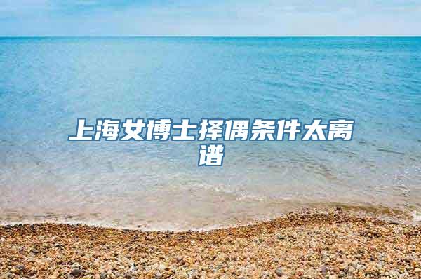 上海女博士择偶条件太离谱