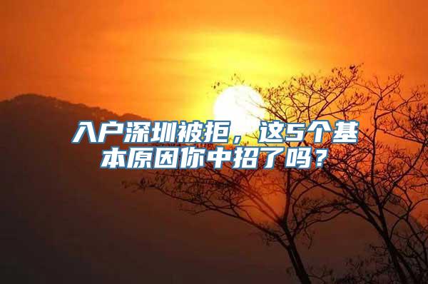 入户深圳被拒，这5个基本原因你中招了吗？