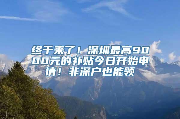 终于来了！深圳最高9000元的补贴今日开始申请！非深户也能领