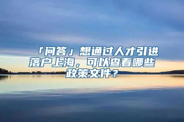 「问答」想通过人才引进落户上海，可以查看哪些政策文件？