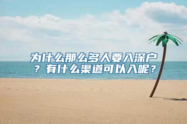 为什么那么多人要入深户？有什么渠道可以入呢？