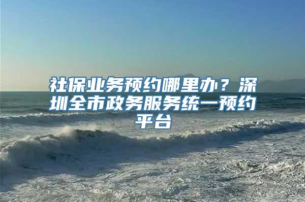 社保业务预约哪里办？深圳全市政务服务统一预约平台