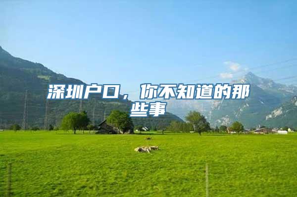 深圳户口，你不知道的那些事