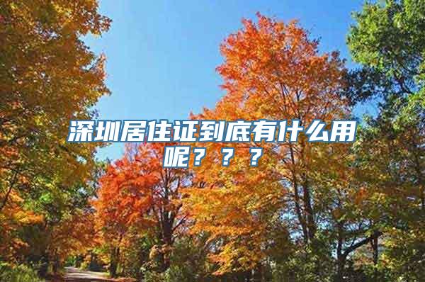 深圳居住证到底有什么用呢？？？