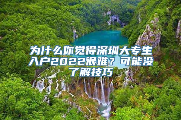 为什么你觉得深圳大专生入户2022很难？可能没了解技巧