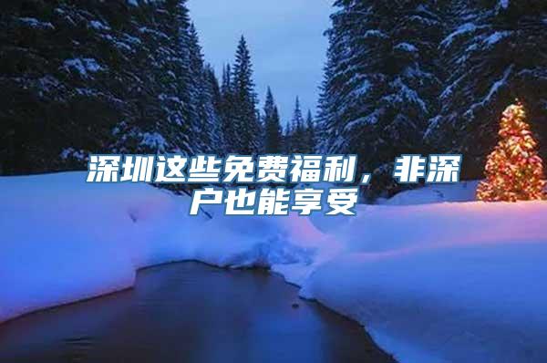 深圳这些免费福利，非深户也能享受